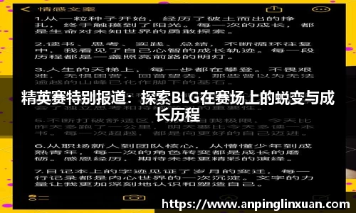 精英赛特别报道：探索BLG在赛场上的蜕变与成长历程